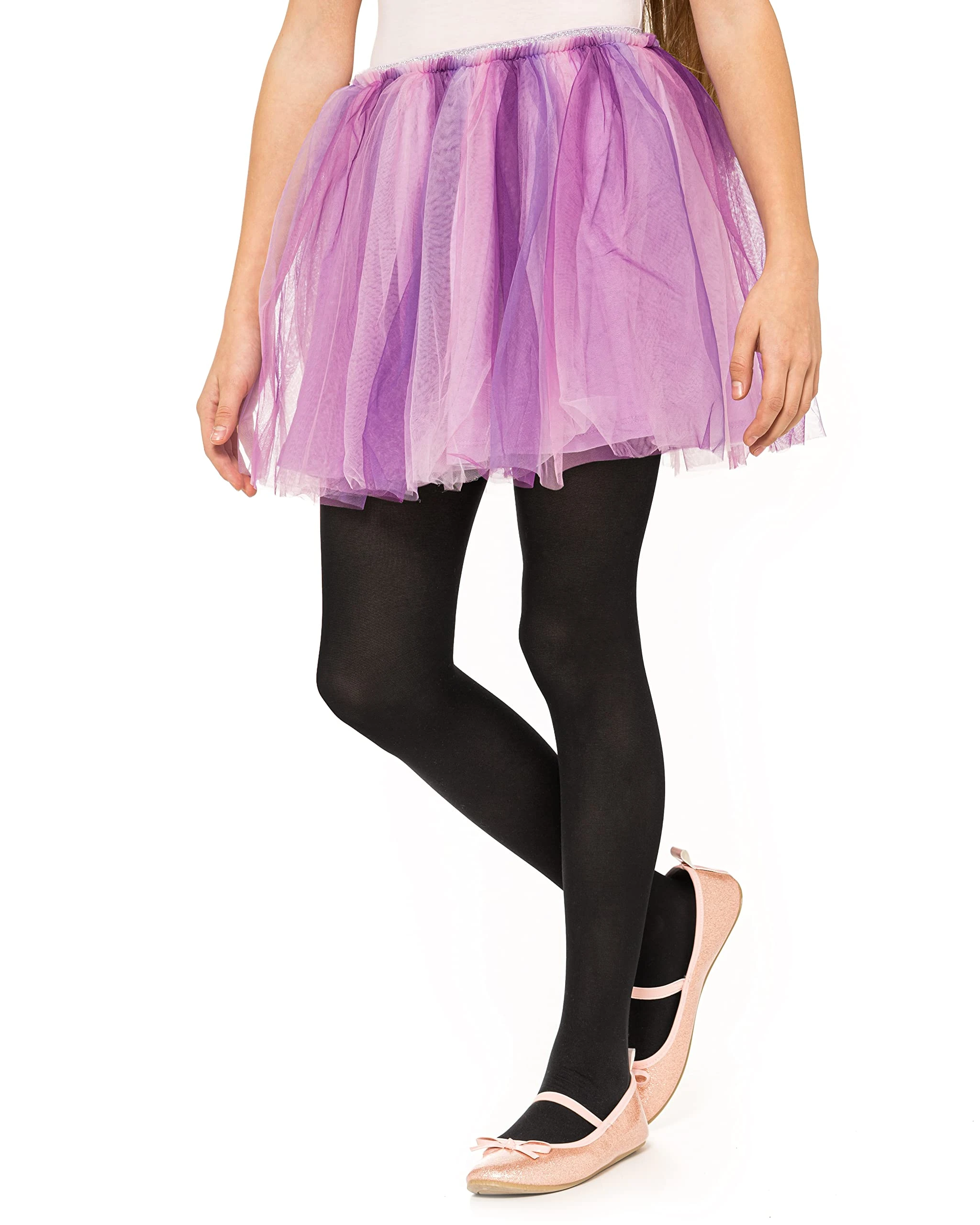 OVISSA Ballet Tights for Girls - School Uniform Dancing Sport 50 DEN With Microfibre - Strong Footed Soft Kids Tights 5-6 Years, Black