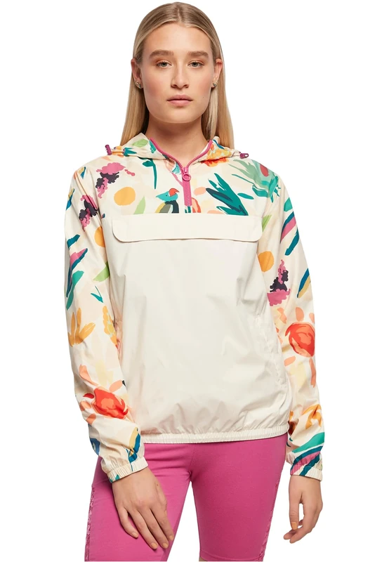 Urban Classics Women's Mixed Pull Over Jacket, White Sand Fruity, 5X-Large