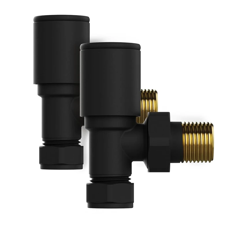 Kibath L464603 Valve Set, Set of 2 x Water Circuit Towel Dryer Radiator Connection Keys Matt Finish, Dull Black - Image 1