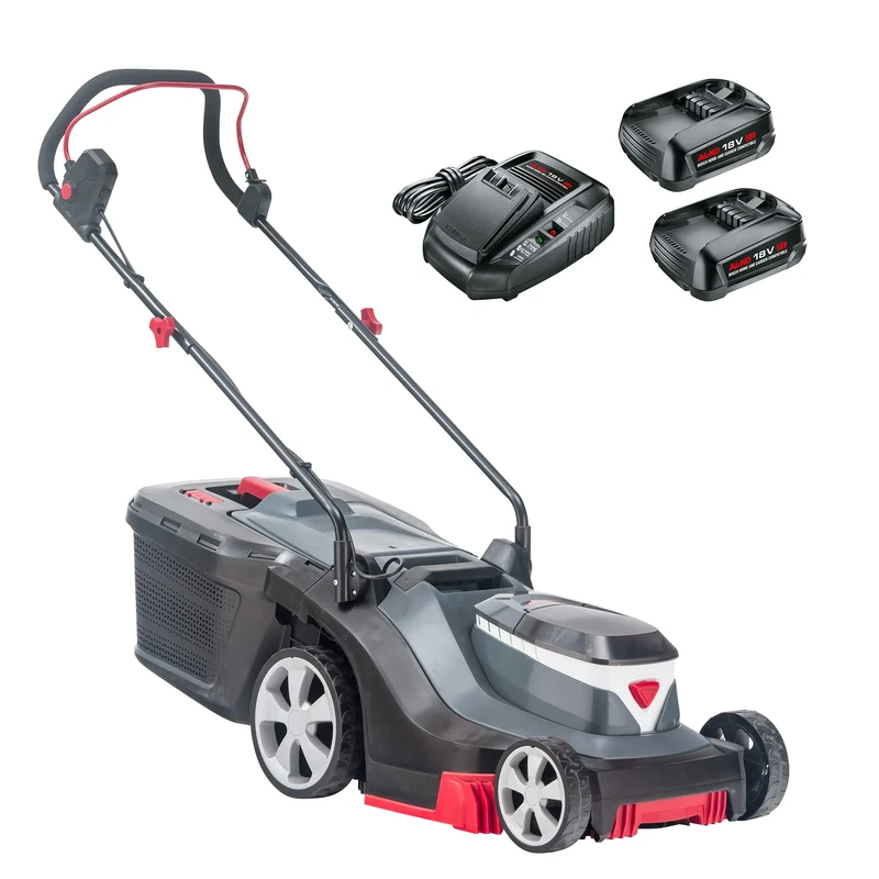AL-KO 3.22 Li Easy Cordless Lawnmower, 32 cm Cutting Width, Battery Compartment for up to 2 Batteries 18 V Li-Ion (2 x Battery and Charger Included), for Surfaces up to 200 m², Central Cutting Height