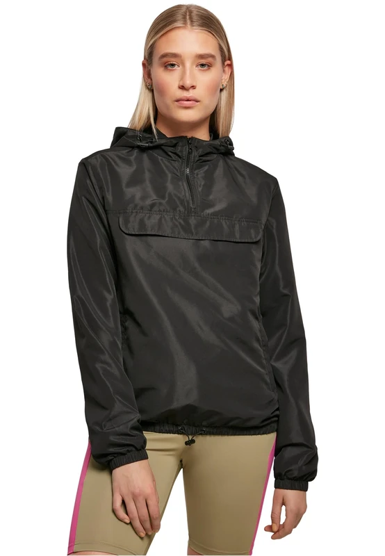 Urban Classics Women's Ladies Recycled Basic Pull Over Jacket, Black, M