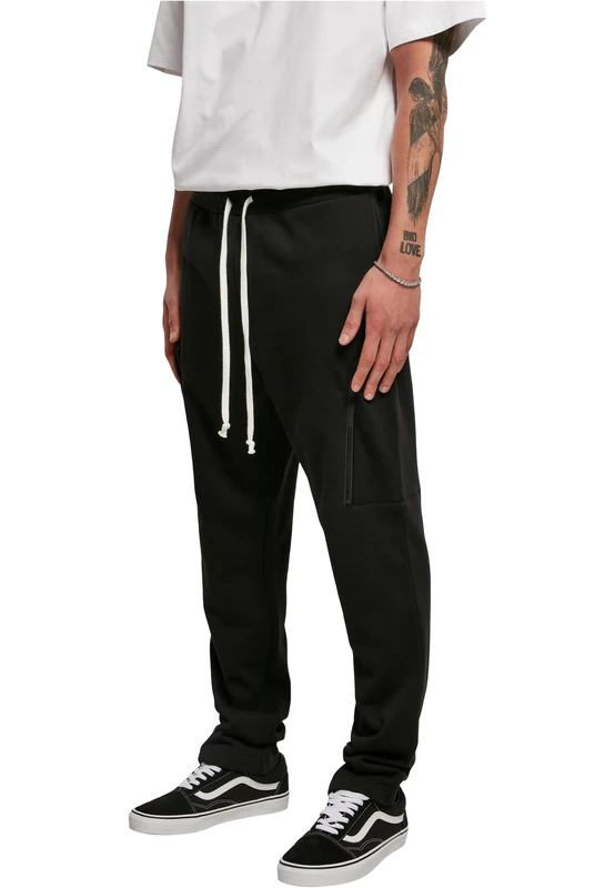 Urban Classics Men's Low Crotch Cargo Sweatpants Tracksuit, Black, XS