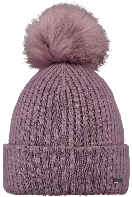 Barts Knitted Winter Bobble Hat Kenzie, Mauve, One Size