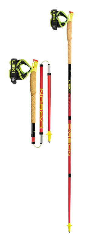 Leki Ultratrail FX.One Trail Running Poles, Bright Red-Black Neonyellow, 105 cm