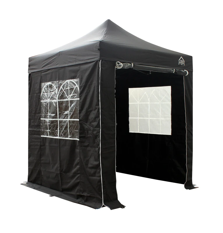All Seasons Gazebos 2x2 Fully Waterproof, Heavy Duty Pop Up Gazebo With 4 Zip up Sides and Accessories – Black