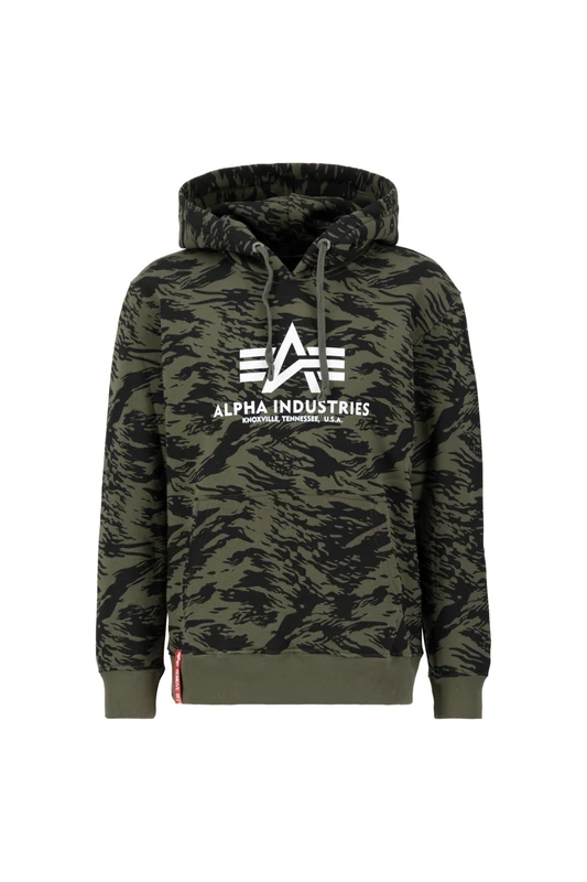 Alpha Industries Men's Basic Hoody Camo Hooded Sweatshirt, Brushstroke Green, XS
