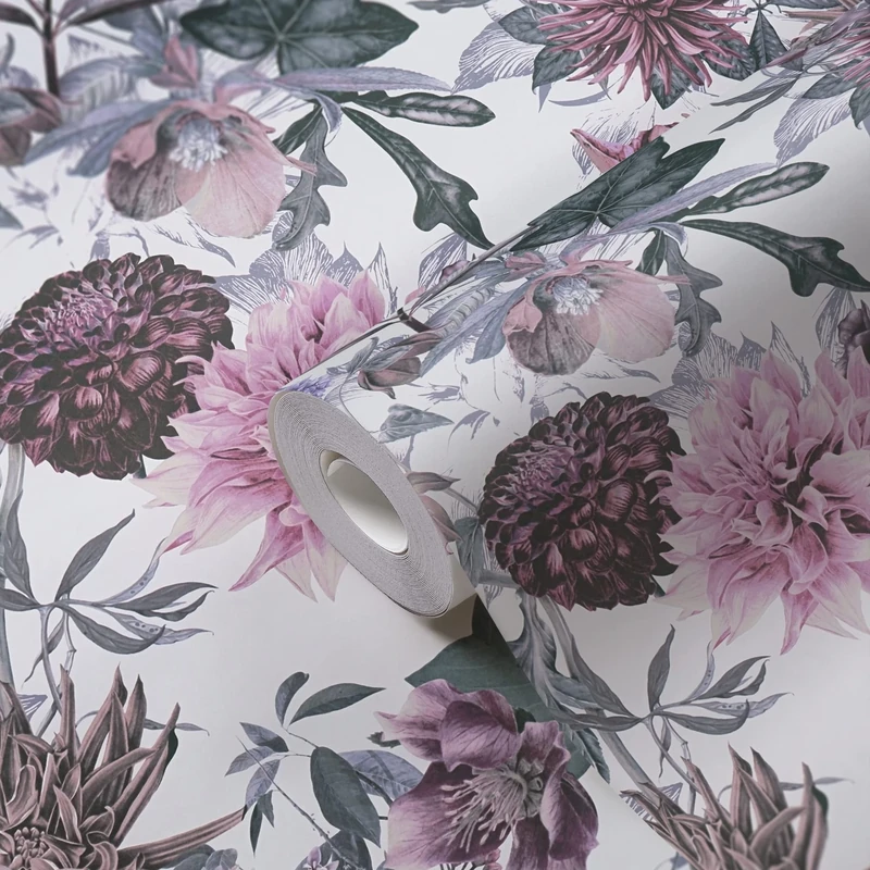 A.S. Création Floral Wallpaper Dream Flowery Non-Woven Wallpaper 10.05 m x 0.53 m White Purple Pink Made in Germany 381752 381752