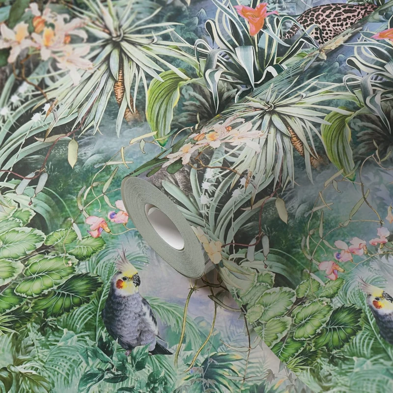 A.S. Création Floral Wallpaper Dream Flowery Non-Woven Wallpaper 10.05 m x 0.53 m Green Blue Brown Made in Germany 381792 381792