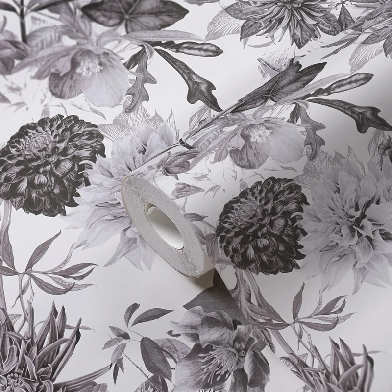 A.S. Création Floral Wallpaper Dream Flowery Non-Woven Wallpaper 10.05 m x 0.53 m Grey White Made in Germany 381753 381753