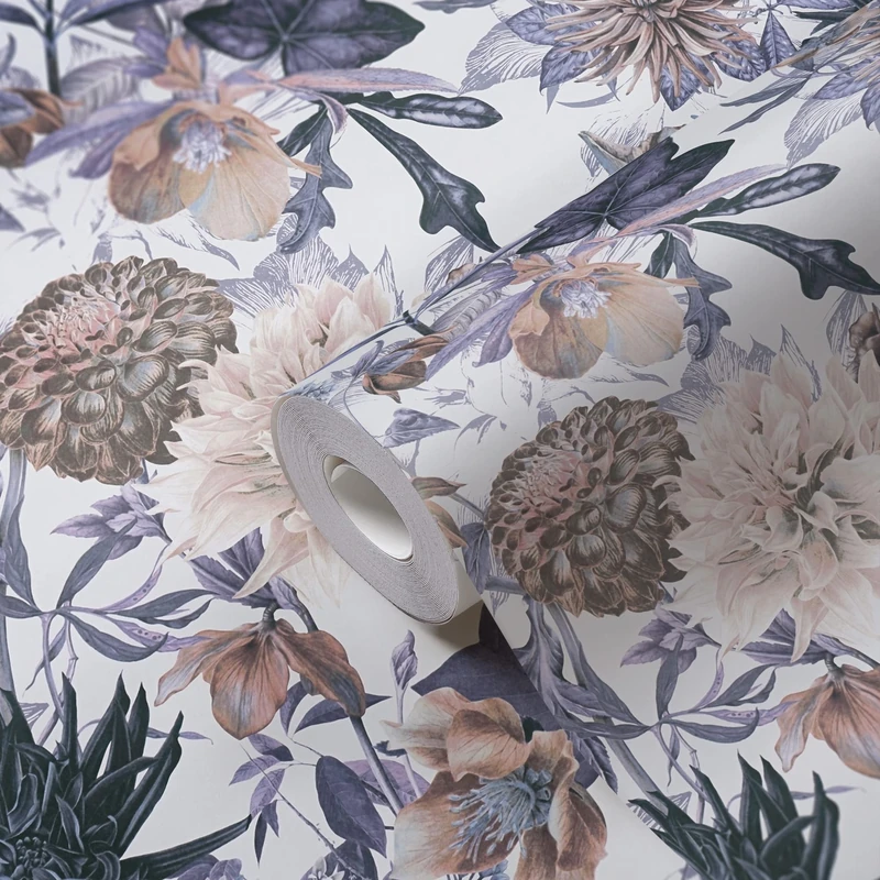 A.S. Création Floral Wallpaper Dream Flowery Non-Woven Wallpaper 10.05 m x 0.53 m Blue Beige White Made in Germany 381751 381751