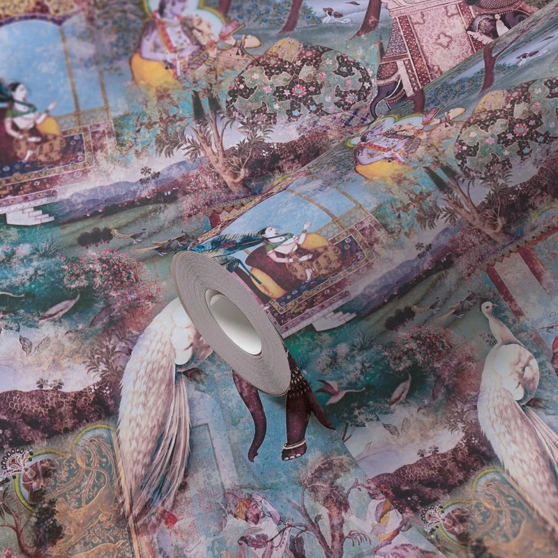 A.S. Création Oriental Dream Flowery Non-Woven Wallpaper 10.05 m x 0.53 m Blue Brown Yellow Made in Germany 381733 381733