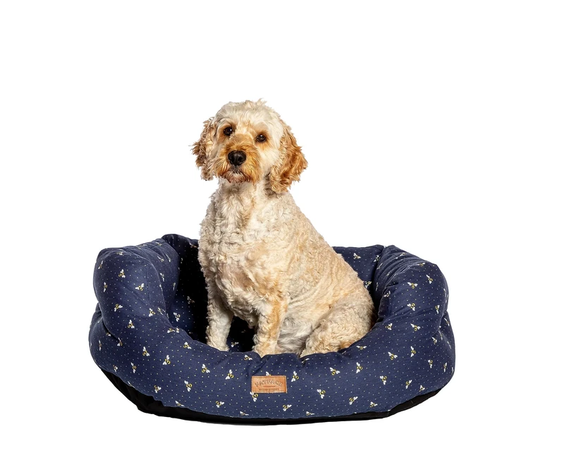 Danish Design FatFace Spotty Bees Navy Extra Deep Filled Stain Resistant Sustainable Deluxe Slumber Dog/Puppy Bed 40 Inch 101 cm
