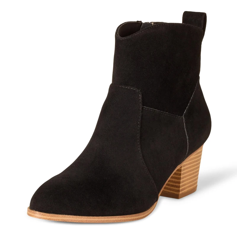 Amazon Essentials Women's Western Cowboy Ankle Boots with Stacked Heel, Black, 4 UK - Image 1