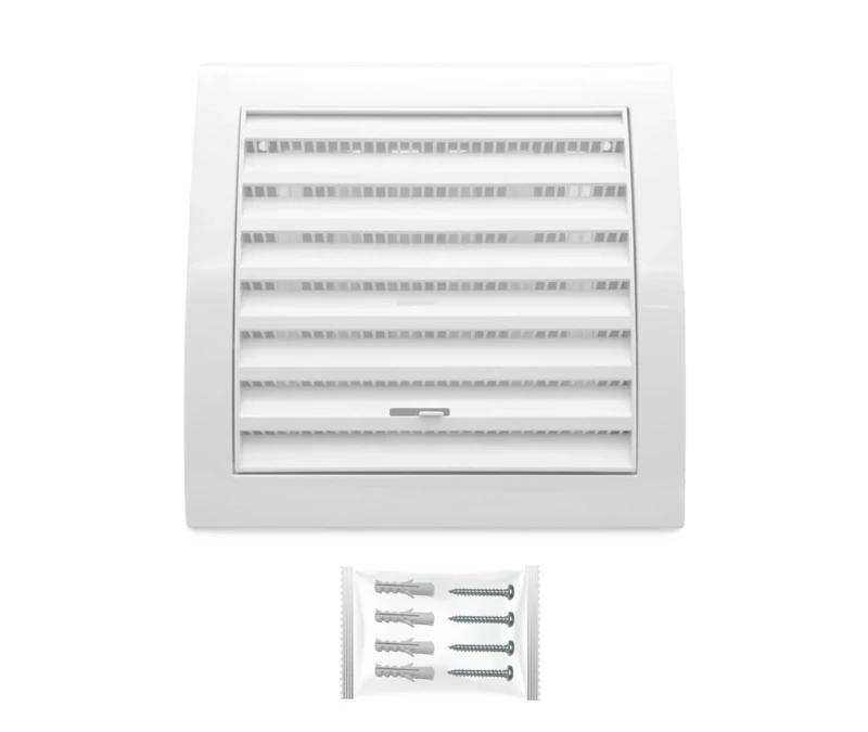 H&C VENT White Ventilation Grille with Slider and Insect Protection 6 x 6Inch / 150 x 150mm │ Vent Cover │ Extractor Air Vent Covers for Inside and Outside use │ Pipe Covers for Wall Door Window