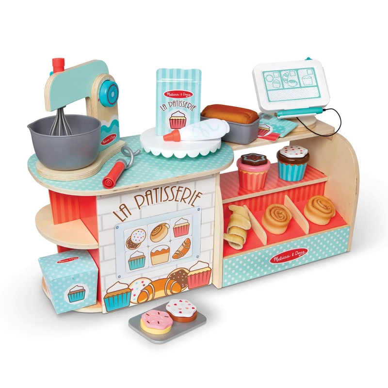 Melissa & Doug Wooden La Patisserie Bakery | Toy Shop for Kids, Pretend Play Set | Age 3+ - FSC Certified