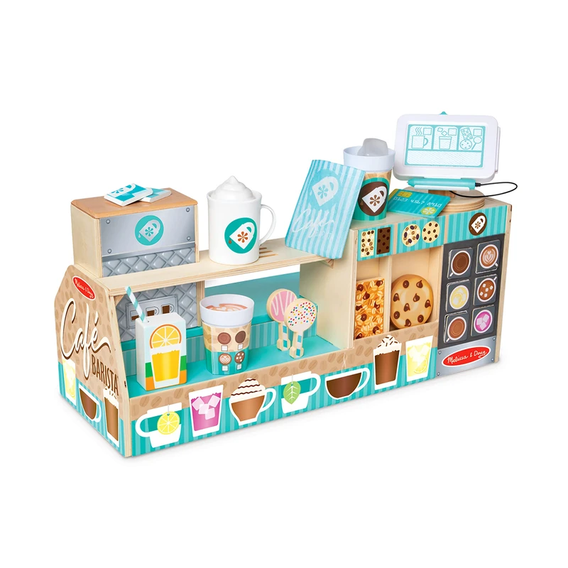 Melissa & Doug Wooden Toy Café Barista Coffee Shop | Wooden Toy for Kids | Role Play | Montessori Toy | 3+ | Gift for Boys or Girl - FSC Certified