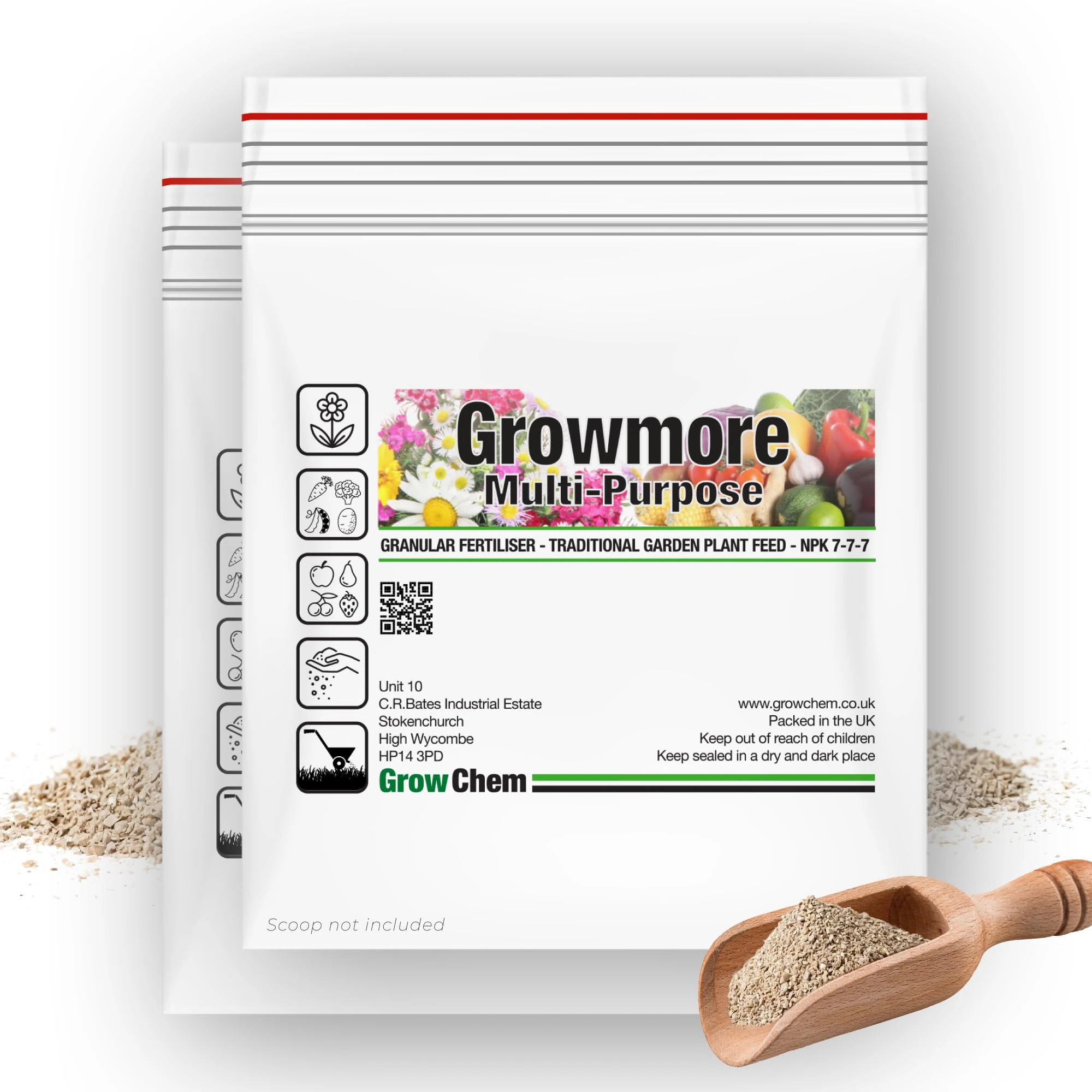 Grow Chem Growmore Fertiliser - 10KG (2x5KG Bags) – Multi-Purpose Plant Food Granules - NPK 7-7-7 Nourishes Plants with Essential Nutrients – Suitable for All Plant Types - Garden Fertiliser