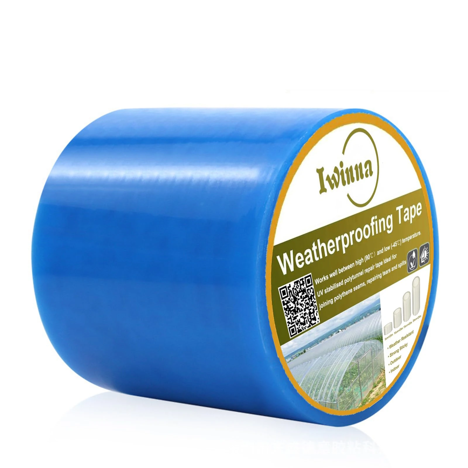 Iwinna Greenhouse Repair Tape, Extra Strong Polytunnel Polythene Blue Clear Waterproof Tape (100-25)