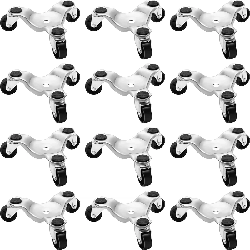 Timtin 12 Pieces Furniture Moving Dolly Set, 3 Wheel Steel Tri Dolly Heavy Duty Movers Mobile Rollers, Triangle Swivel Caster Easy Tool for Home Furniture, Appliance, 6 Inches, 200 Lbs Load Capacity