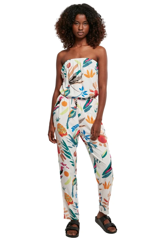 Urban Classics Women's Ladies Viscose Bandeau Jumpsuit T-Shirt, Whitesandfruity, 5XL