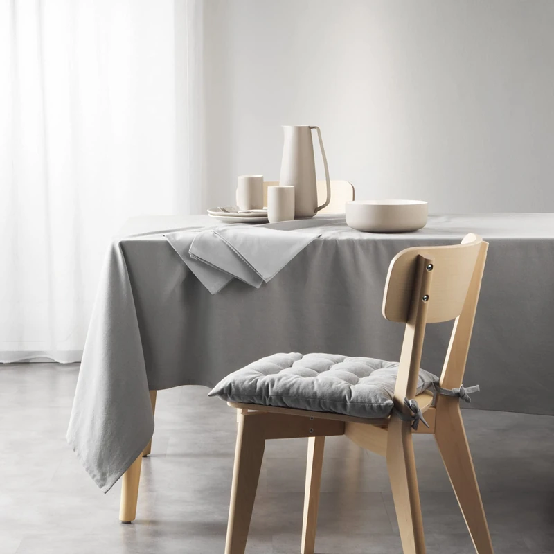 Douceur d'Intérieur, Rectangular Tablecloth 140 x 240 cm Recycled Cotton Plain Mistral Grey China 1731158