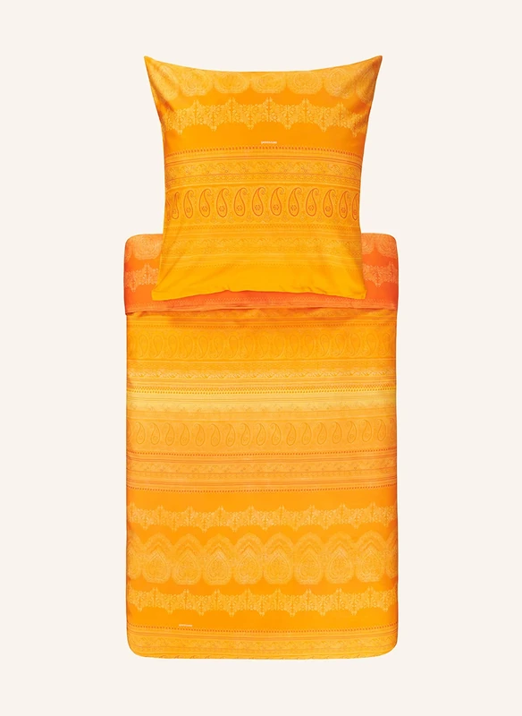 Bassetti Brunelleschi Bed Linen + 1 Pillowcase 100% Cotton Satin (110 Threads per cm²), Mandarin, 140 x 200 cm + 1 K 70 x 90 cm