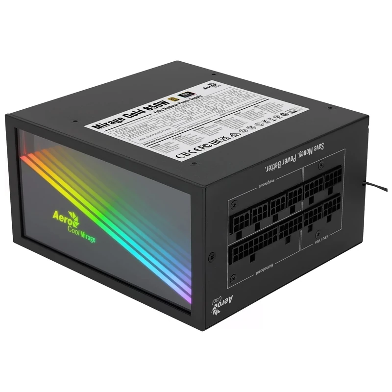 Aerocool MIRAGEGOLD 850W RGB 80 Plus Gold Modular PC Power Supply, Japanese Capacitors