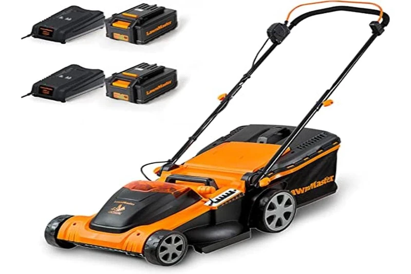 LawnMaster CLMF4841E Electric Lawnmower 48V Max 2 x 24V 4.0Ah Battery, 41 cm, Up to 450 m² Mulching 42L, Cutting Height at 6 Levels 22-72 mm