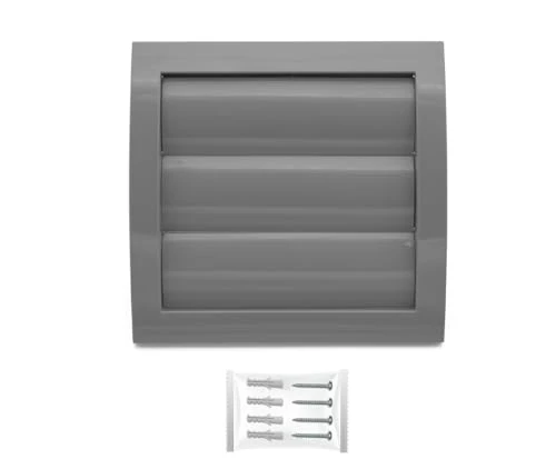 H&C VENT Grey Ventilation Gravity Grille 190mm with 125mm 5 inch Connector│ Air Vent Covers with Flaps and Insect Protection │ Extractor Cover for Duct Pipe, Wall, Window │ Inside and Outside use