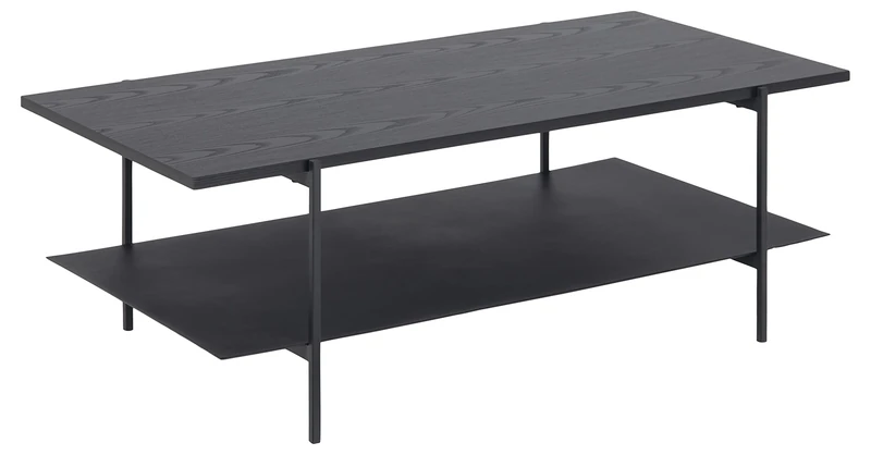 AC Design Furniture Augusta Rectangular Coffee Table with 1 Shelf, L: 115 W: 60 H, 40 cm, Wood/Metal, Black, 1 Unit