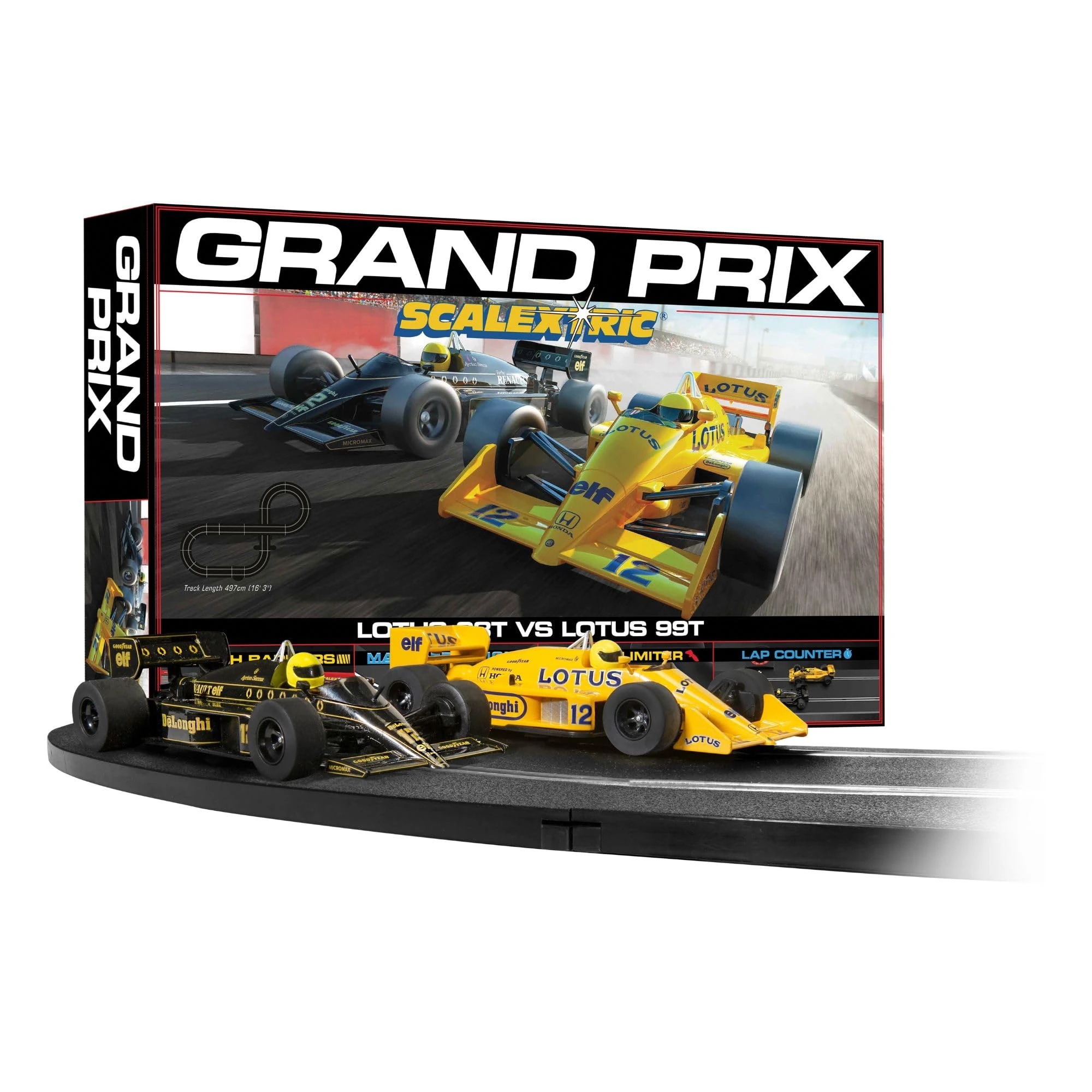 Scalextric Racing Track Sets for Kids - 1980s Grand Prix Speed Track - Electric Race Kit for Boys & Girls 5+, Slot Car Toys & Games - 1:32 Scale Mini Car Racing Sets, Boys Birthday Gifts