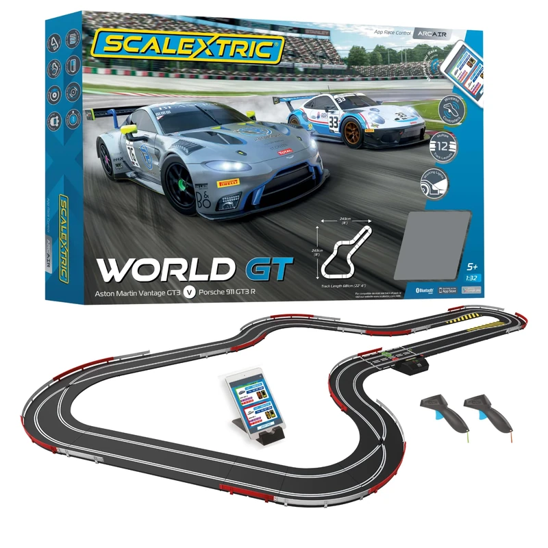 Scalextric Digital Racing Track Sets for Kids - ARC AIR: World GT Race Set - App Controlled Electric Kids Track Ages 8+, Slot Car Race Tracks, Multi-Car Racing - 1:32 Scale Boys Birthday Gifts
