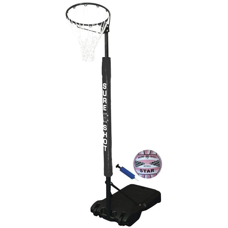 Sure Shot Prime Shot Netball Hoop and Ball Set, Black/Silver, One Size