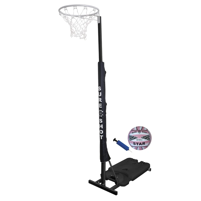 Sure Shot Easi Play Netball Hoop and Ball Set - Black/Silver, One Size