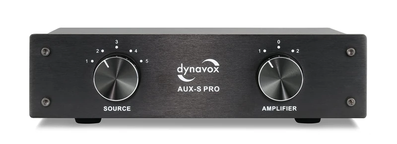 Dynavox AUX-S PRO 5 RCA Input Extension Switch with Two Stereo and Surround Amplifier Connectors - Black