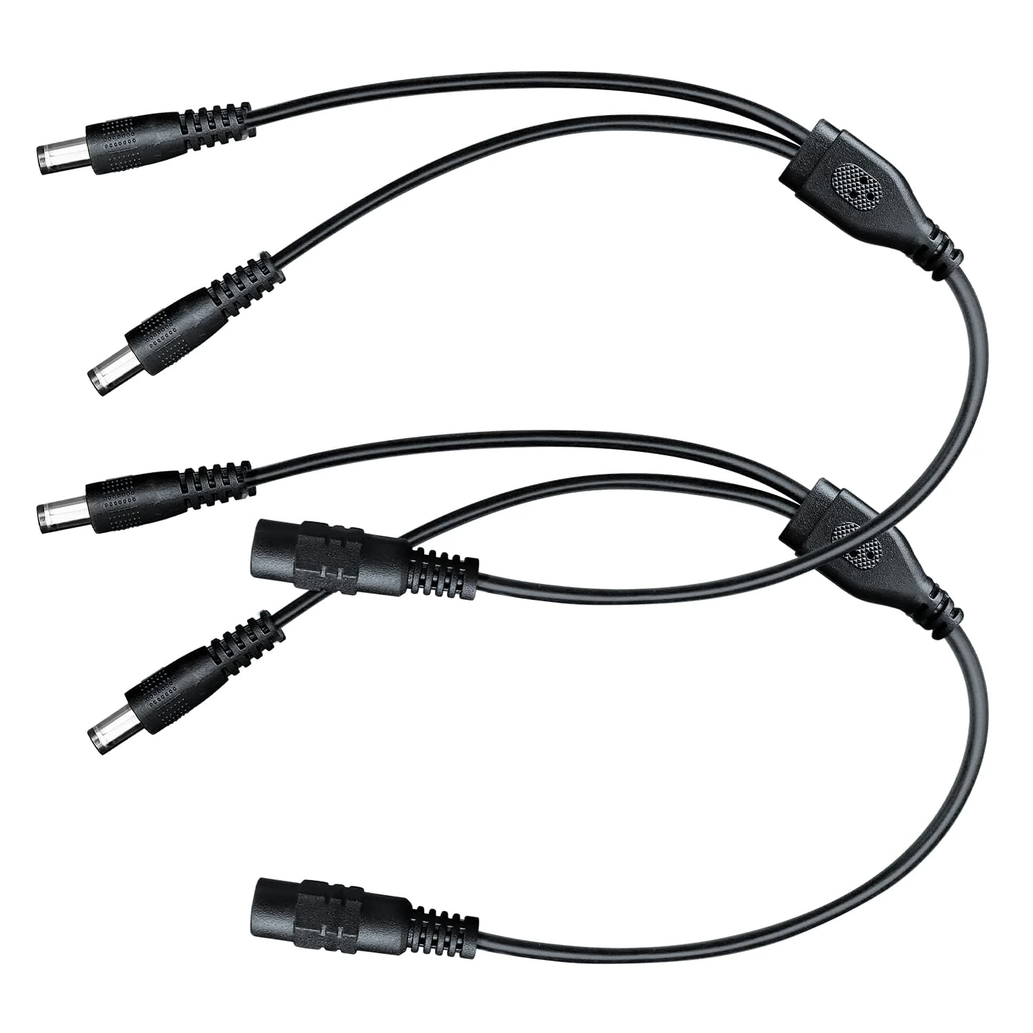 ANLINK DC Power Splitter Cable-2 Pack Black, 1 Female to 2 Male 5.5mm*2.1mm Power Output Adapter Cord for CCTV Security Cameras, LED Strip Lights and More (2 Pack, 1 to 2 Way)