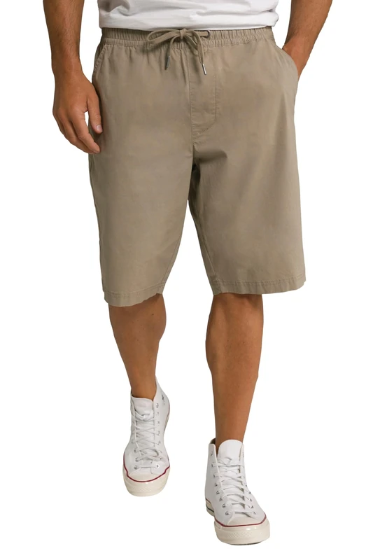 JP 1880 Men's Bermuda Shorts, Flexnamic, Elasticated Waistband, 4 Pockets, Stone Grey, XXL