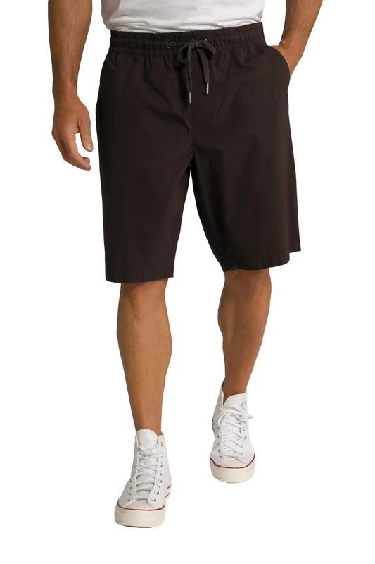 JP 1880 Men's Bermuda Shorts, Flexnamic, Elasticated Waistband, 4 Pockets, Dark Brown, 6XL