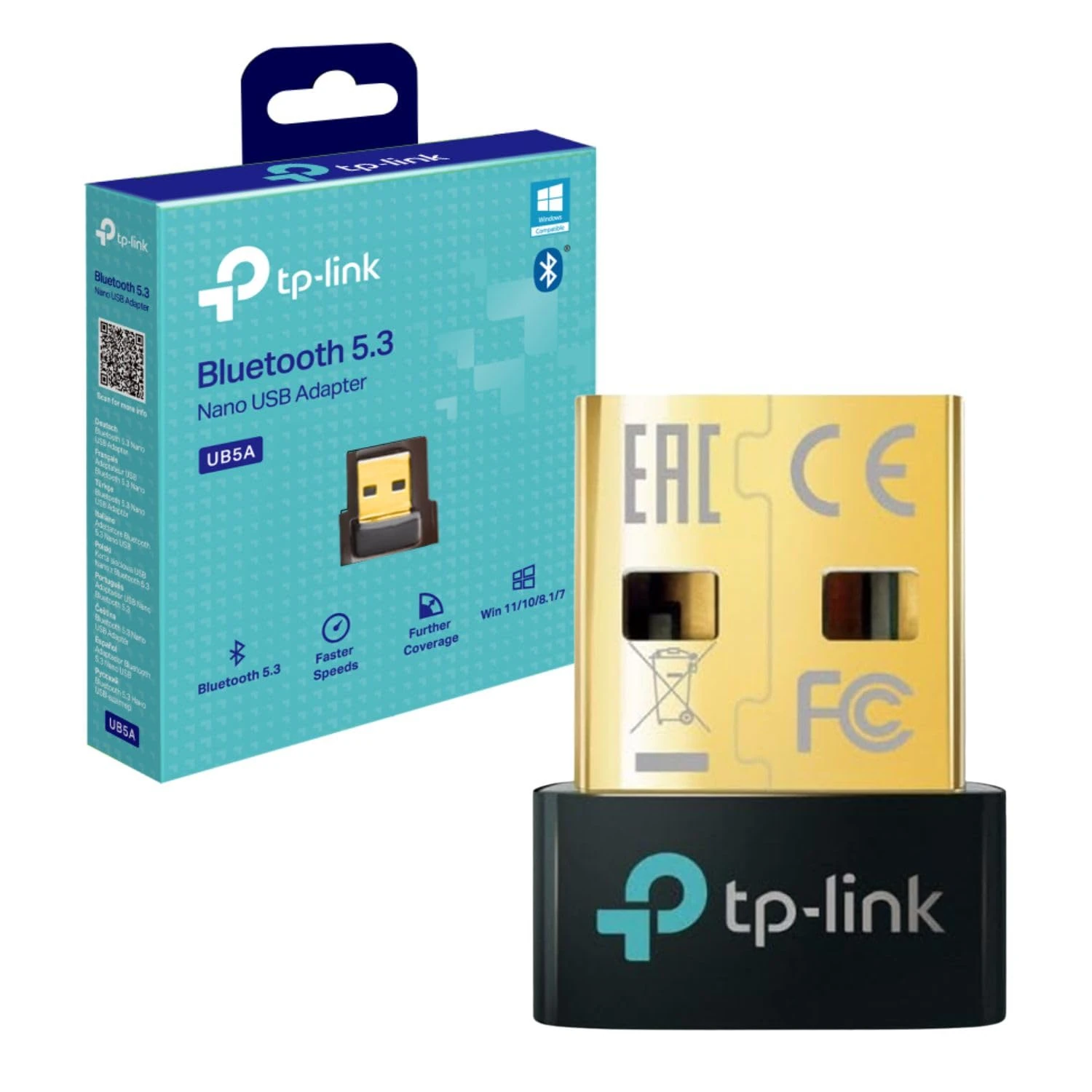 TP-Link UB5A Nano Bluetooth 5.4 USB Adapter for Multiple Devices, Long Range Bluetooth Adapter Compatible with Win 11/10/8.1/7, Dongle/Receiver, Plug & Play