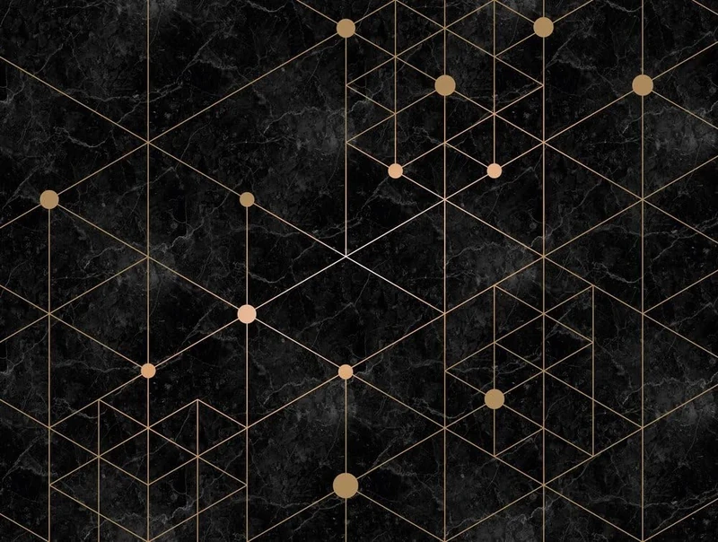 Livingwalls Geometric Wallpaper The Wall Non-Woven Wallpaper 3.71 m x 2.80 m Gold Black Made in Germany 382601 382601