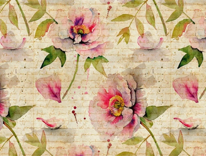 Livingwalls Flower The Wall Non-Woven Wallpaper 3.71 m x 2.80 m Beige Green Pink Made in Germany 382761 382761