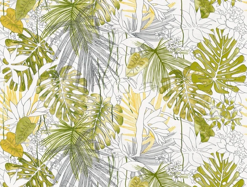 Livingwalls Jungle The Wall Non-Woven Wallpaper 3.71 m x 2.80 m Green White Grey Made in Germany 382321 382321