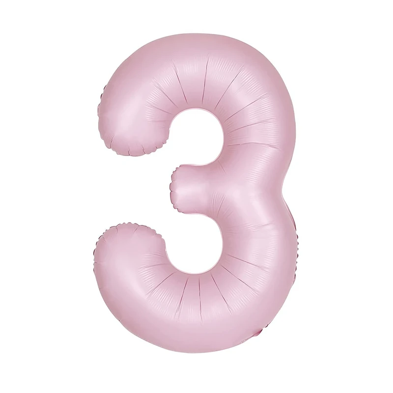 Giant Foil Number 3 Balloon - 86 cm - Matte Baby Pink