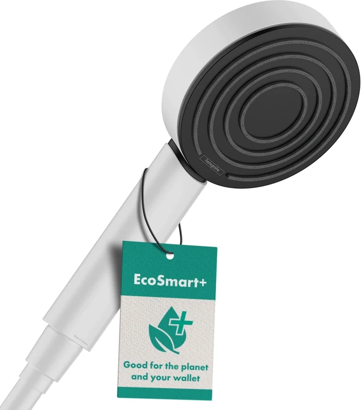 Hansgrohe Hand Shower Water-Saving Pulsify S, Shower Head 6l/Min (EcoSmart+) 105 mm with 1 Spray (PowderRain), Matt White, 24121700