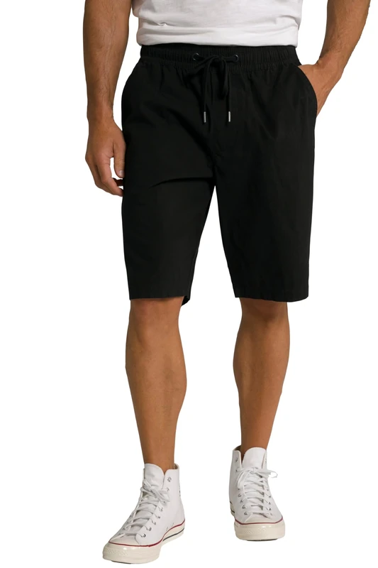 JP 1880 Men's Bermuda Shorts, Flexnamic, Elastic Waistband, 4 Pockets, Black, 6XL