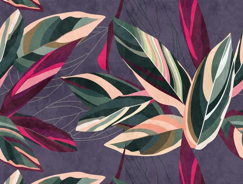 Livingwalls Jungle The Wall Non-Woven Wallpaper 3.71 m x 2.80 m Purple Green Pink Made in Germany 382721 382721
