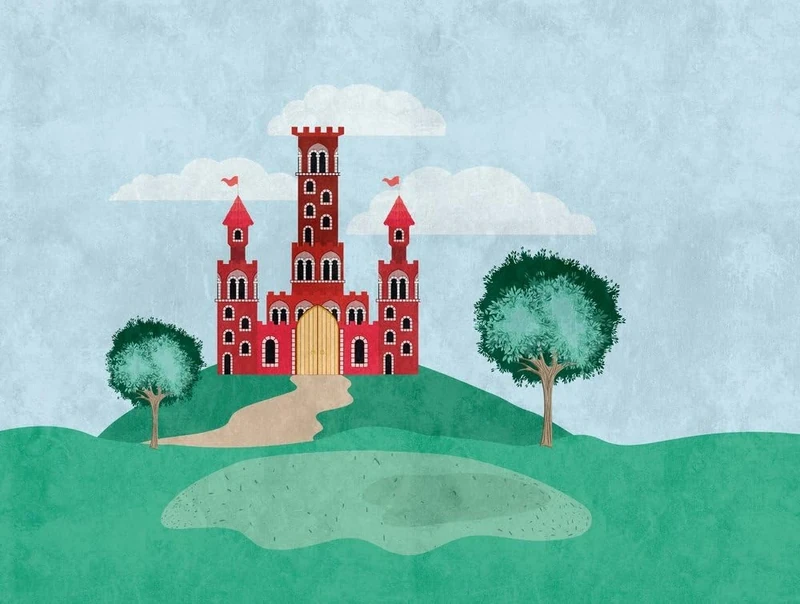 Livingwalls Landscape The Wall Non-Woven Wallpaper 3.71 m x 2.80 m Green Blue Red Made in Germany 382991 382991