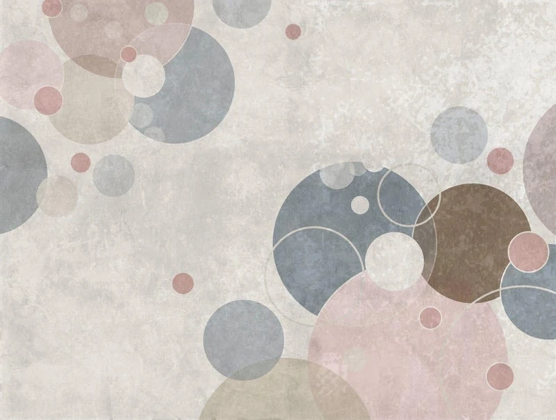 Livingwalls Circles The Wall Non-Woven Wallpaper 3.71 m x 2.80 m Grey Beige Blue Made in Germany 383071 383071
