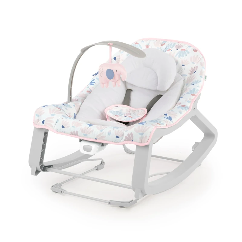 Ingenuity Keep Cozy 3-in-1 Grow with Me Vibrating Baby Bouncer Seat & Infant to Toddler Rocker, Vibrations & Toy Bar, 0-30 Months Up to 40 lbs, Pink Burst