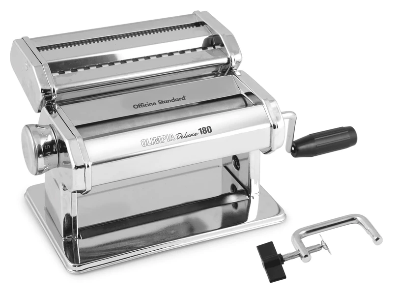 Officine Standard 8410600 Deluxe Manual Pasta Machine, with Draft, Mm 180, Stainless Steel